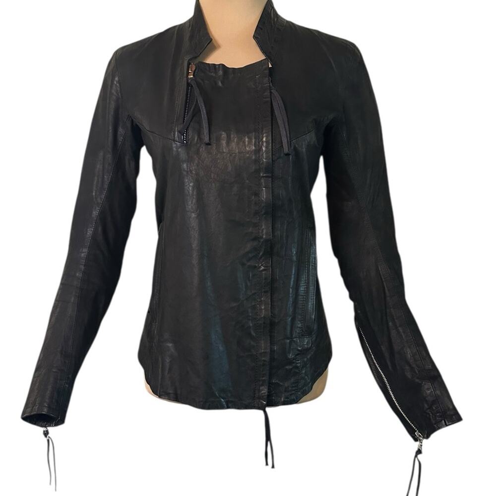 11 By Boris Bidjan Saberi Black Waxed Leather Jacket size XS 90's Grunge Zippers